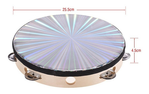 Tambor De Mano De Pandereta De Madera Radiante De 10 Pulgada