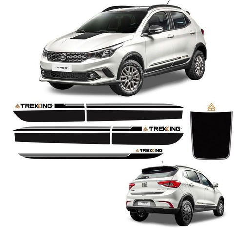 Kit 8 Adesivos Faixa Lateral Fiat Argo Trekking 2019/2020