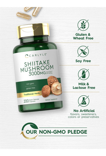 Suplemento De Extrato De Cogumelo Carlyle Shiitake 3000 Mg 2