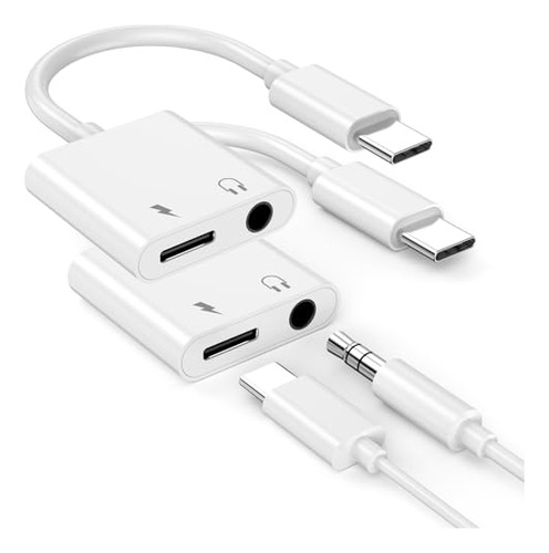 Adaptador De Auriculares Y Cargador Usb C A 3.5mm, 2 Pack Mf