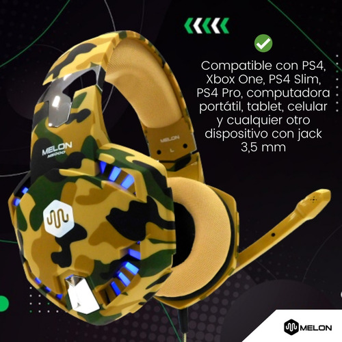 Imagen 4 de 9 de Auricular Gamer Melon Pc Ps4 Con Microfono Ajustable M5000