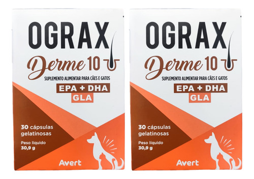 Ograx Derme 10 Suplemento Alimentar C/ 60 Caps Cães E Gatos
