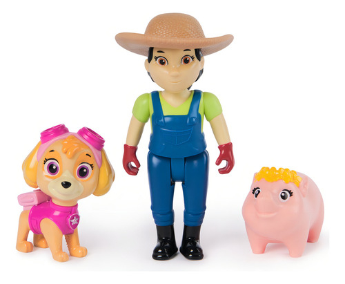 Paw Patrol, Set Figuras De Skye, Granjera Yumi Y Cerdito