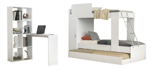 Treliche para Colchão 78x188cm com 1 Porta e Escrivaninha Multimóveis MP4364 Branco