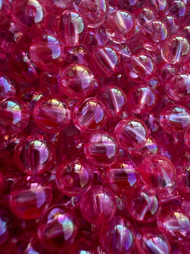 Perlas Tornasolada Pasante Acrílico 6 Mm Fucsia