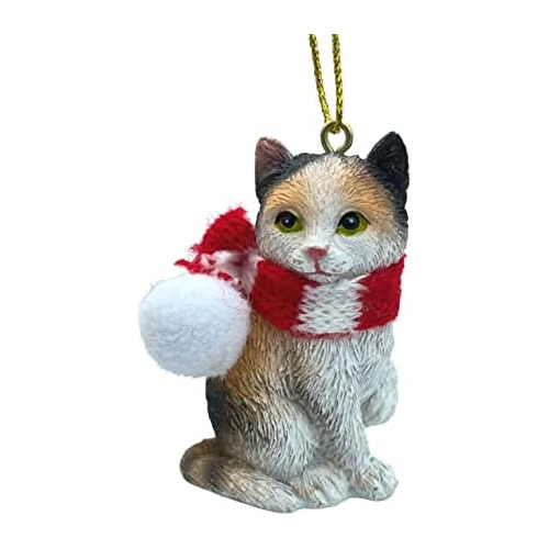 Calico Cat Tabby Kitty Adorno Árbol De Navidad Bastón...