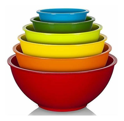 Yihong 6 Pcs Plastic Mixing Bowls Set, Colorful Serving Bowl