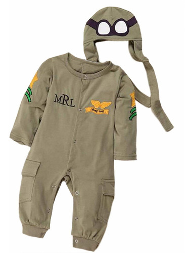 Bilo Baby Boy Army Air Force Baby Romper And Hat 2-pcs Disfr