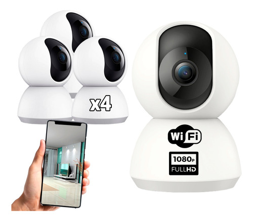 Kit X4 Camaras Seguridad Wifi 1080p Sensor Movimiento Pcreg