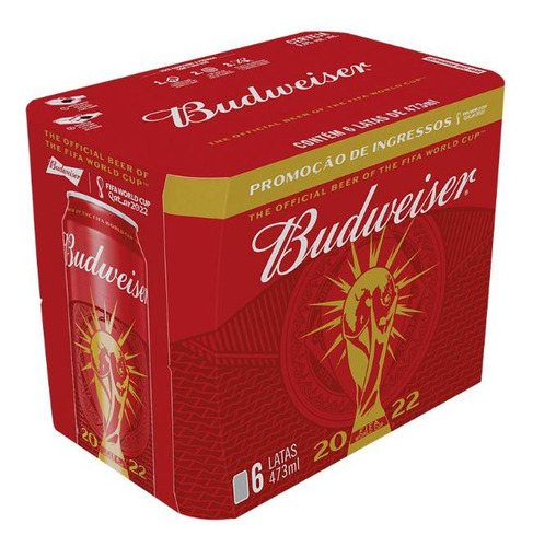 Cerveja Budweiser Lata 473ml - Pack Com 6 Unidades