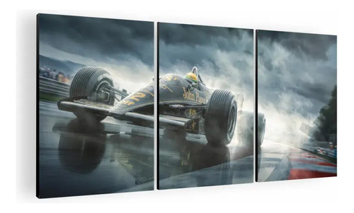 Cuadro Decorativo Triptico Ayrton Senna  Lotus 90x42 Mdf