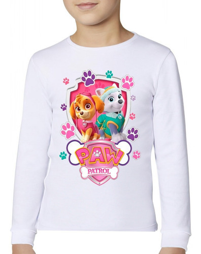 Polera Manga Larga Niña Paw Patrol Exclusividad 100% Algodón