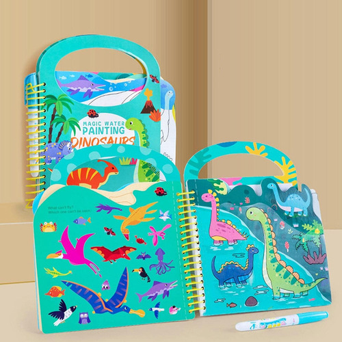 Libro Para Pintar Al Agua Niños Montessori Dinosaurios