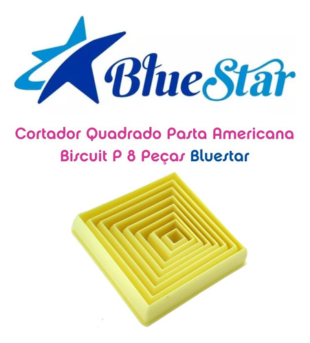 Cortador Quadrado Pasta Americana Biscuit P 8 Peças Bluestar