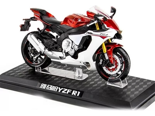 Yamaha R6 1:12 Miniatura Metal Moto Con Base