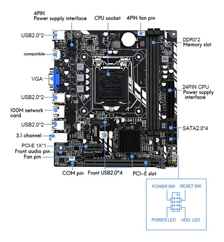 Placa Base Para Computadora De Escritorio H61m Channel Ddr3