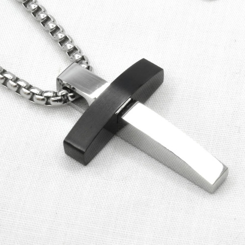 Cruz De Acero Inoxidable, Collar Hombre, Medalla Milagrosa Color Plateado