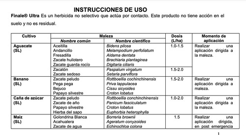 Finale Ultra (glufosinato De Amonio 24.65%) Basf De Contacto