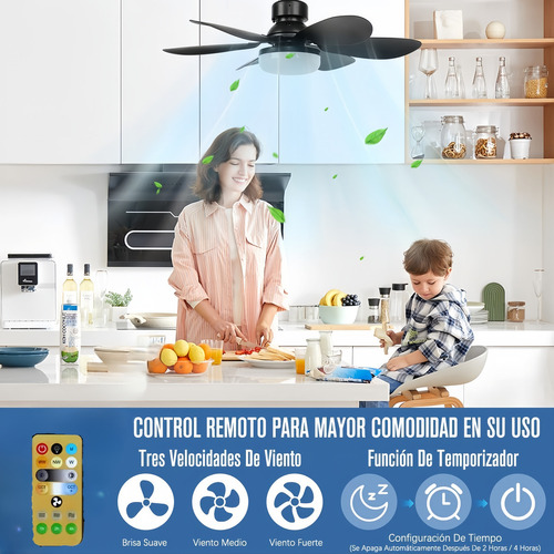 Fofodio Lámpara Ventilador Techo Con Luz Led Control Remoto Focos Ventiladores Techo Cantidad De Aspas 6 Estructura Negro Diámetro 52 Cm Aspas Ventilador Accord Base Para Foco E27