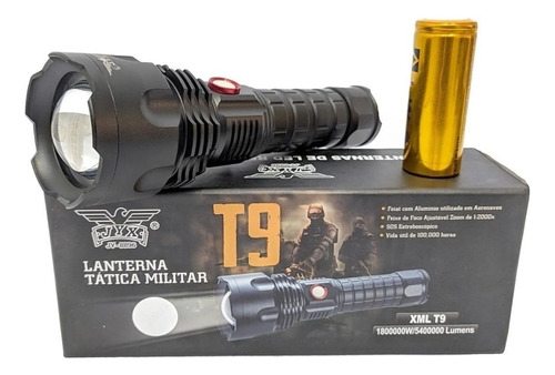 Lanterna T9 Tática Militar Recarregável Com Power Bank