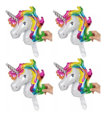 Globo Unicornio Metalizado Pequeño Mayor Detal Paquete Set