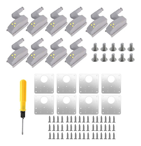 8kit Placa Reparación Bisagras Para Armarios+10pcs Luz Noche