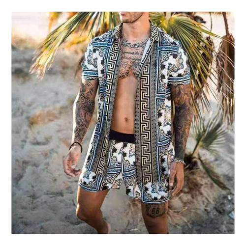 Conjunto De Camisas De Manga Corta De Impresión Hawaiana