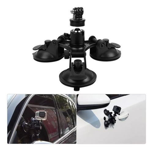 Triple Ventosa Para Camara En Auto, Chupon Camara Para Gopro