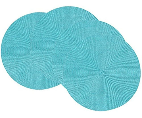 Ahora Designs Disko Round Placemats Set De Cuatro Turquesas