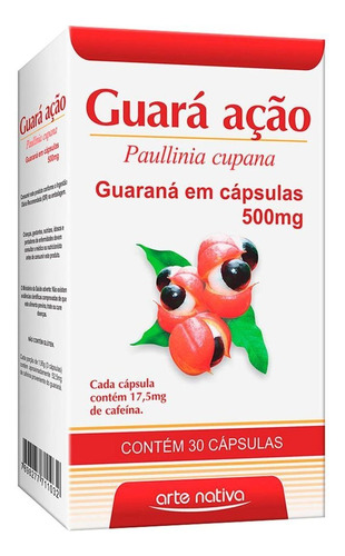 Guaraná Energia Guara Acao 500mg 17,5mg De Cafeína 30 Caps