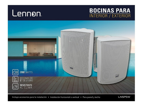 Bocinas Ambientales Lennon 5 Pulgadas Con Soporte Para Pared LN-SP5W Blanco