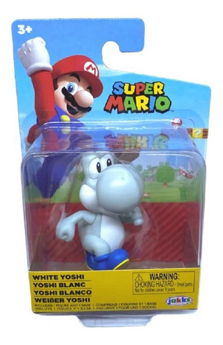 Figura Super Mario Bross Modelo Yoshi Blanco Articulada 5 Cm
