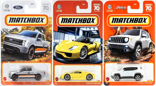 Matchbox Pack C/3 Piezas Ford, Porsche, Jeep