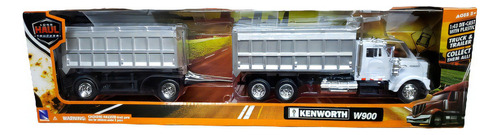 Kenworth W900 Full Doble Remolque Volteo New Ray Esc 1:43 Color Blanco