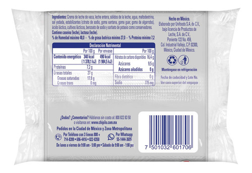 Queso Crema En Rebanadas Chipilo 144g