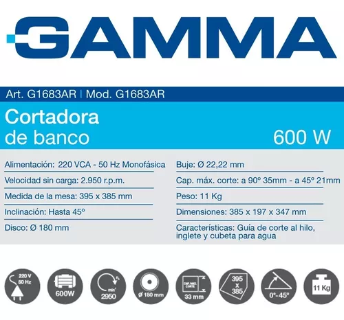 Cortadora De Parquet Y Cerámica Gamma G1683ar+ | Envío gratis