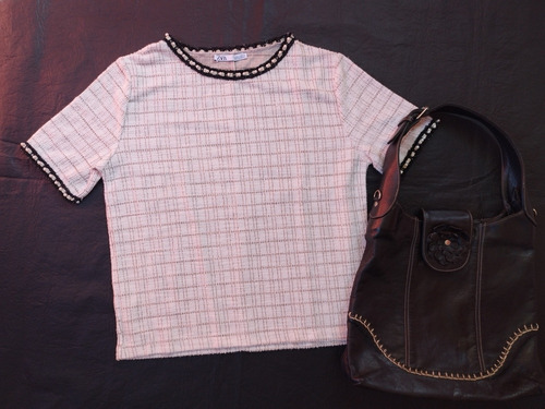 Blusa Con Hilos Lurex Y Bordado Zara Sin Uso. Talla L