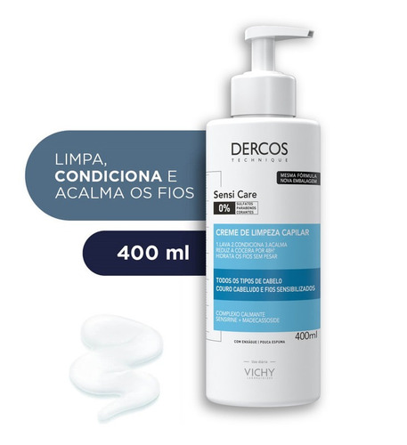Imagem 2 de 7 de Creme De Limpeza Calmante Dercos Sensi Care 400ml Vichy