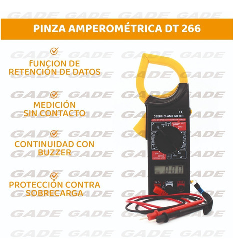 Imagen 4 de 9 de Pinza Amperometrica Digital Dt-266 Multimetro Tester