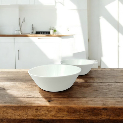 Bowl Tigela Cumbuca Vidro Opalino Branco 550ml Mesa 6 Peças