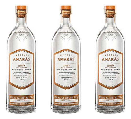 Mezcal Amaras Espadín Joven 750 Ml - Mezcal Oaxaca (3 Pack)