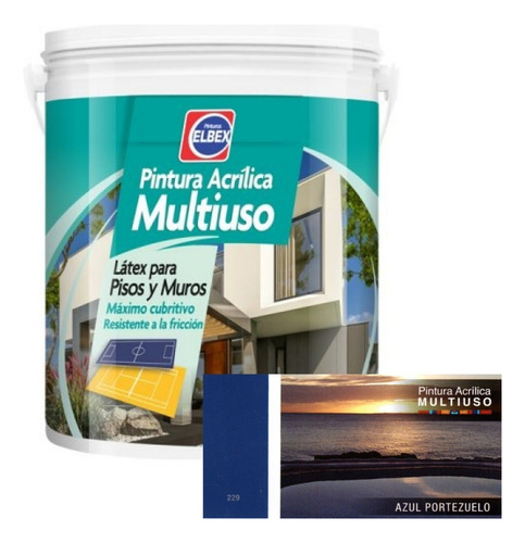 Pintura Pisos - Multiuso Elbex 1lt Azul Portezuelo