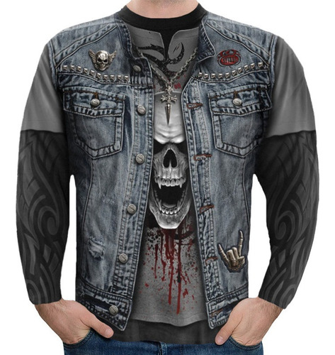 Polera Gótica Para Hombre Con Diseño De Calavera 3d Impresa