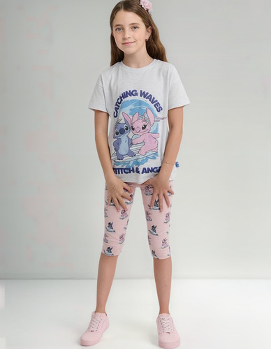 Playera Y Legging Conjunto Niña Stitch Ángel Niñas