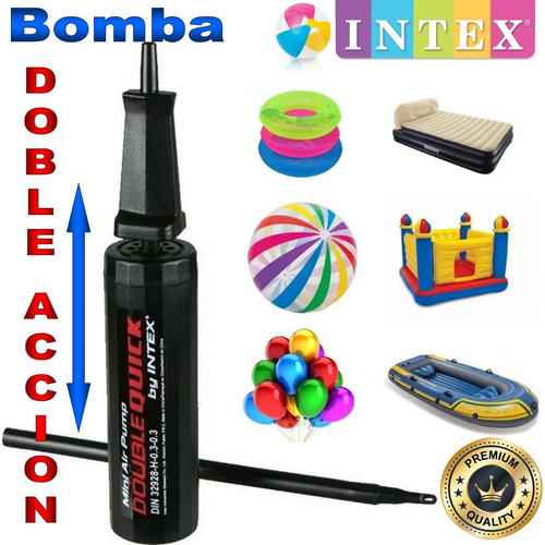 Bomba Manual Doble Acción De Aire Intex Globo Pelota Bote K6