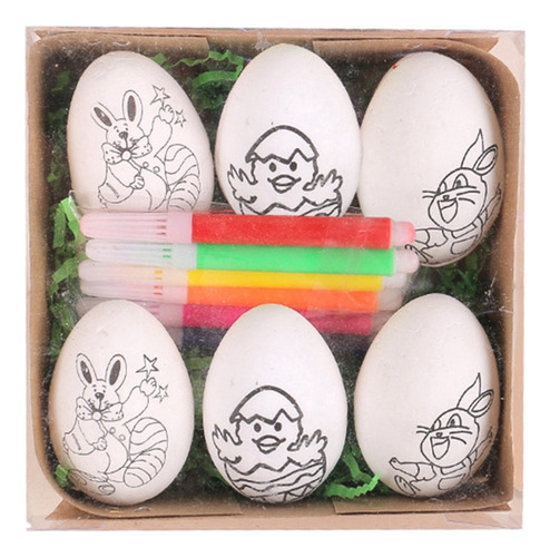 Huevos De Pascua Pintados A Mano, 6 Unidades, Dibujos An [u]