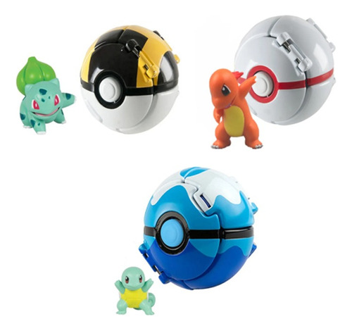 Set 3pcs Pokémon Blast Pokeball: Bulbasaur-squirtle-charmand