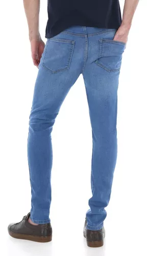 Pantalón Mezclilla Jeans Hombre Stretch Skinny Azul Claro | RJ DENIM