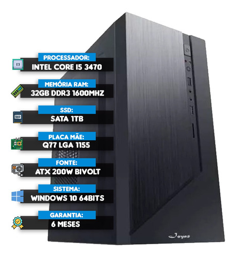 Pc Computador Cpu Core I5 3470 + Ssd 1 Tb + 32gb Ram + N/f
