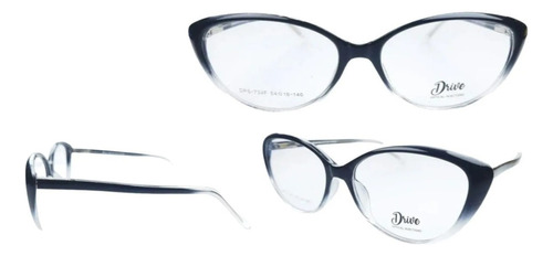 Lentes Monturas Ojo De Gato Cat Eye Negro Transparente